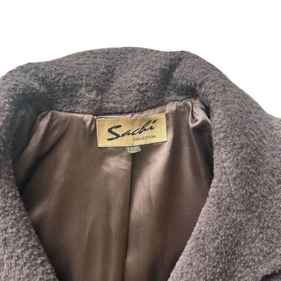Sachi Collection Peruvian Alpaca Suri & Wool Coat Size 14W Brown Long Lined - Picture 5 of 10